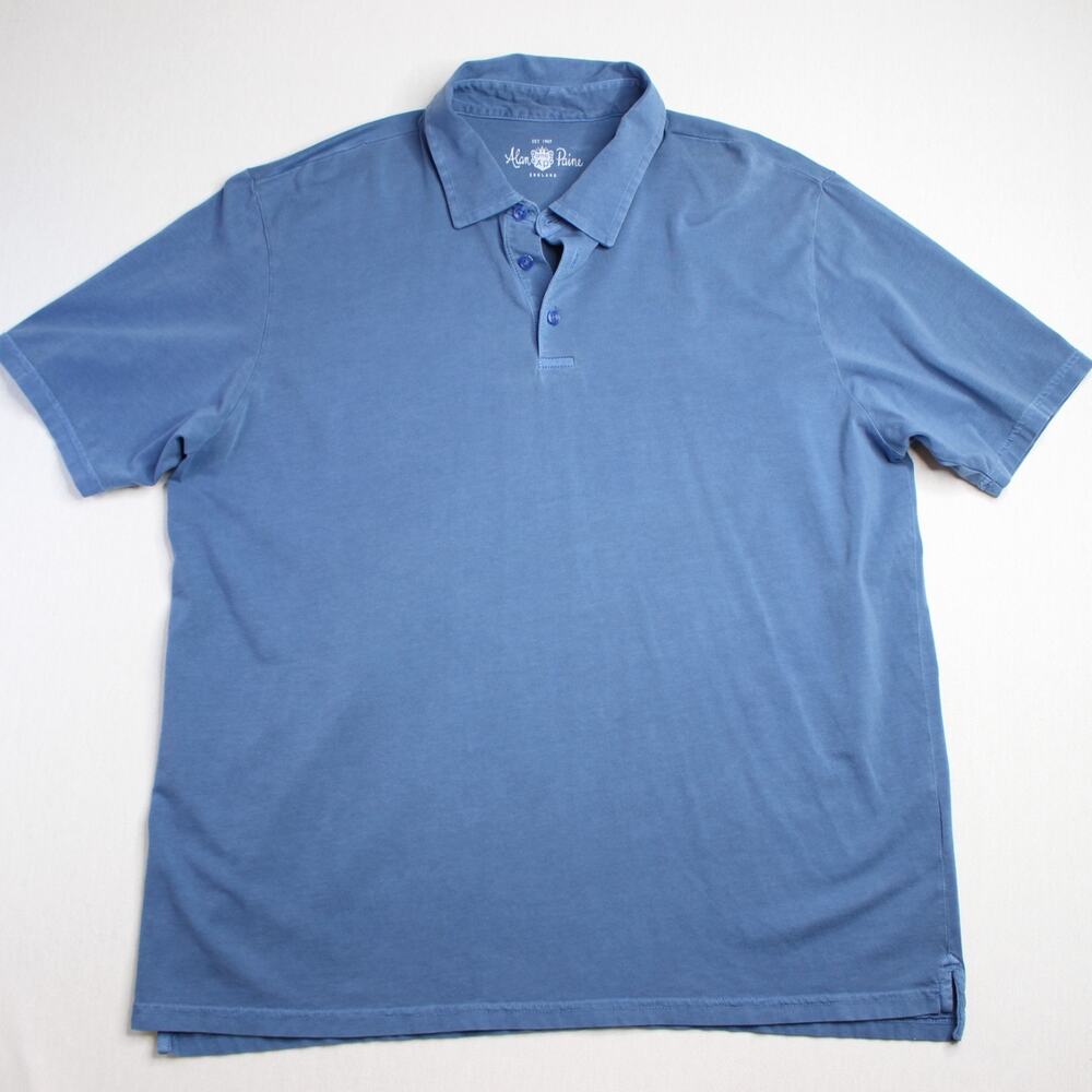 Alan Paine Polo Shirt Men XL Blue Short Sleeve Golf Pima Cotton Stretch Soft